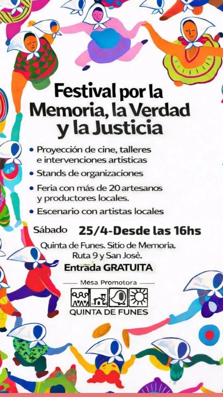 Flyer del Festival por la Memoria en la Quinta de Funes del 25 de abril
